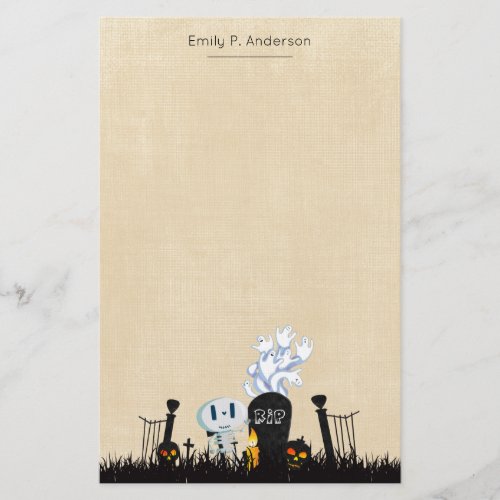 Halloween Graveyard Spooky Cute Skeleton  Ghosts Stationery