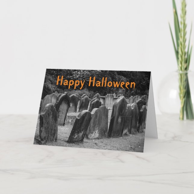 Halloween Graveyard Tombstones Customizable Card (Front)