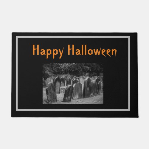 Halloween Graveyard Tombstones Customizable Doormat