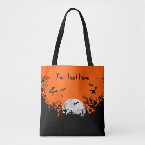 Halloween Graveyard Witch Bats Tote Bag