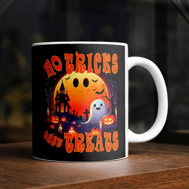 Halloween graveyard with cute happy smiling Ghost Coffee Mug (Creator Uploaded)