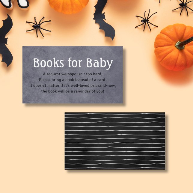Halloween Gray Black Baby Shower Books For Baby Enclosure Card (Halloween Gray Black Baby Shower Books For Baby Enclosure Card)