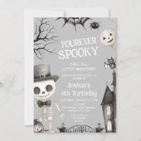 Halloween Gray Boys Fourever Spooky 4th Birthday