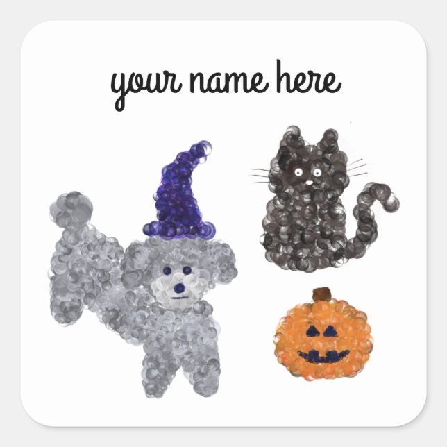 Halloween Gray Poodle #1-3 Stickers (Front)