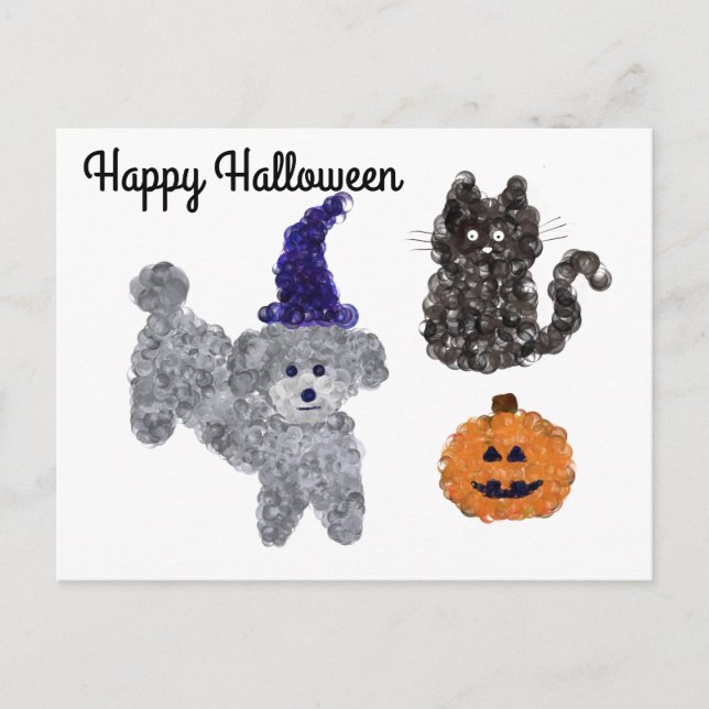 Halloween Gray Poodle #1 Postcard (Front)