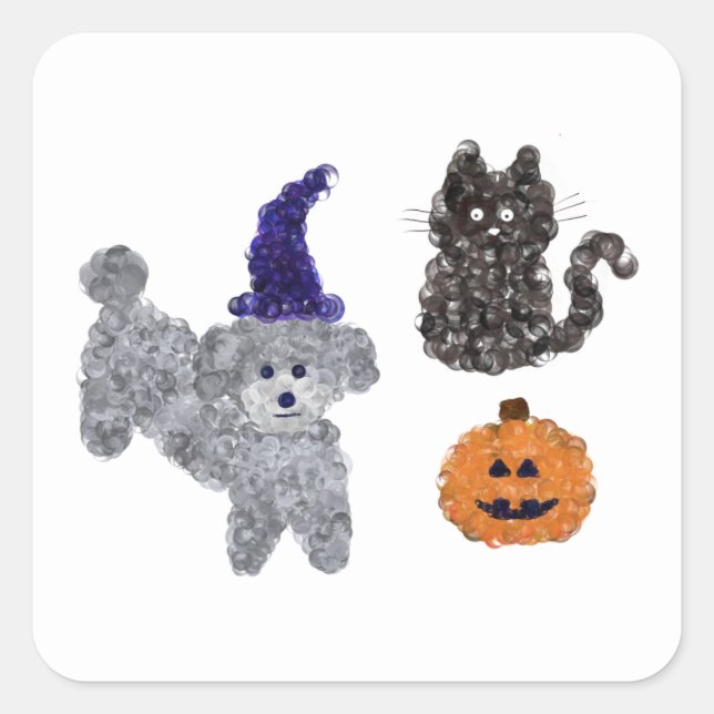 Halloween Gray Poodle #1 Stickers (Front)