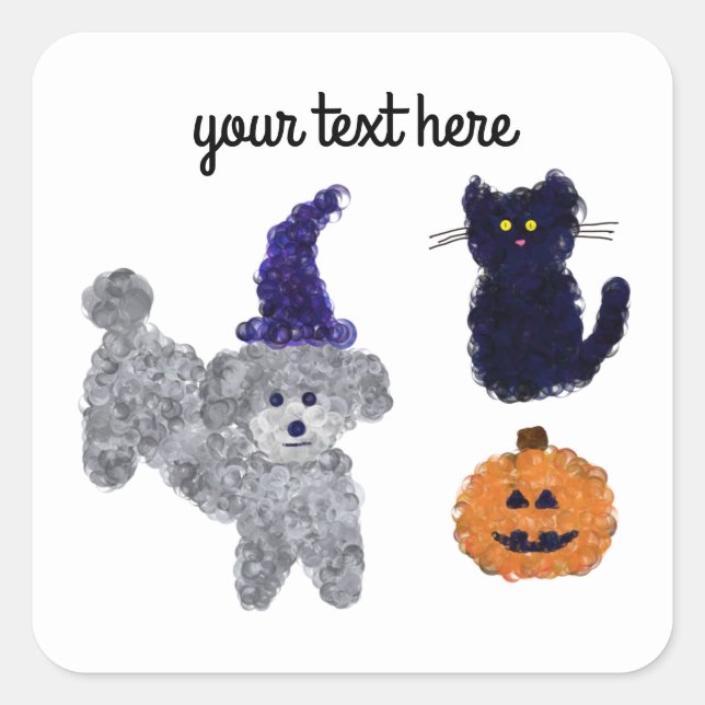 Halloween Gray Poodle #2-3 Stickers (Front)