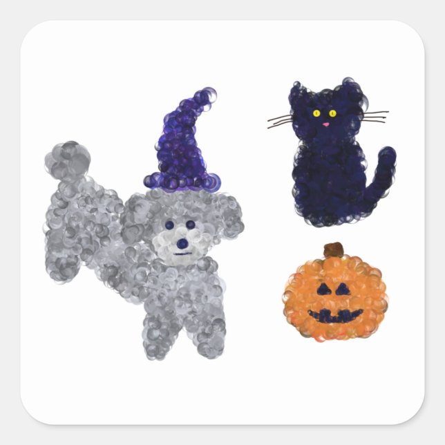 Halloween Gray Poodle #2 Stickers (Front)