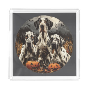 Halloween Great Dane Dogs Jack O Lantern Acrylic Tray