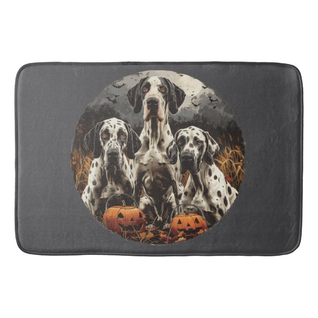 Halloween Great Dane Dogs Jack O Lantern Bath Mat (Front)