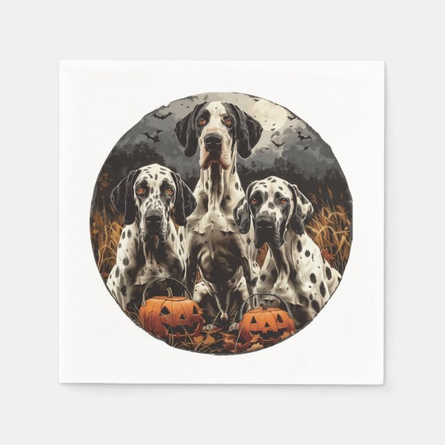 Halloween Great Dane Dogs Jack O Lantern Napkins (Front)