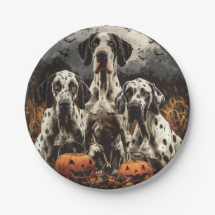 Halloween Great Dane Dogs Jack O Lantern Paper Plates