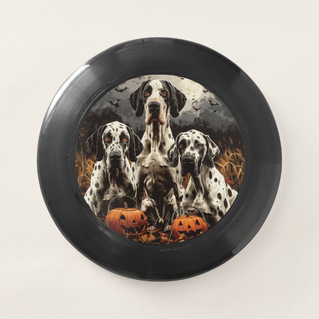 Halloween Great Dane Dogs Jack O Lantern Wham-O Frisbee (Front)