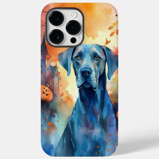 Halloween Great Dane With Pumpkins Scary Case-Mate iPhone Case (Back)