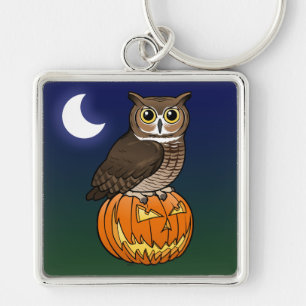 Halloween Great Horned Owl Keychain