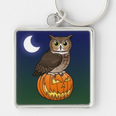 Halloween Great Horned Owl Keychain