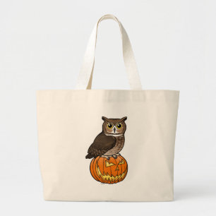 Halloween Great Horned Owl Large Tote Bag