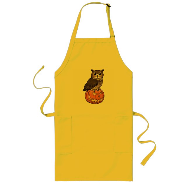 Halloween Great Horned Owl Long Apron (Front)