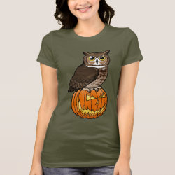 Halloween Great Horned Owl Women's Bella Jersey T-Shirt
