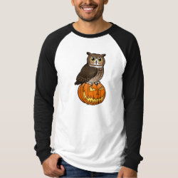 Halloween Great Horned Owl Men's Canvas Long Sleeve Raglan T-Shirt