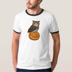 Halloween Great Horned Owl Men's Basic Ringer T-Shirt