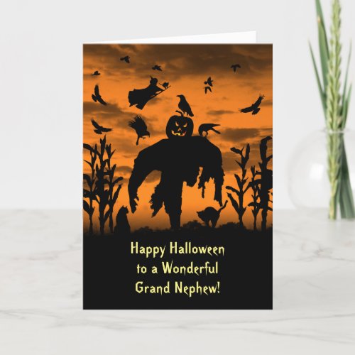 Halloween Great or Grand Nephew Scarecrow Witch Card