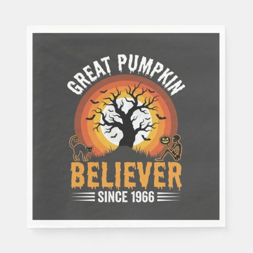 Halloween Great Pumpkin Believer Retro Skeleton Napkins
