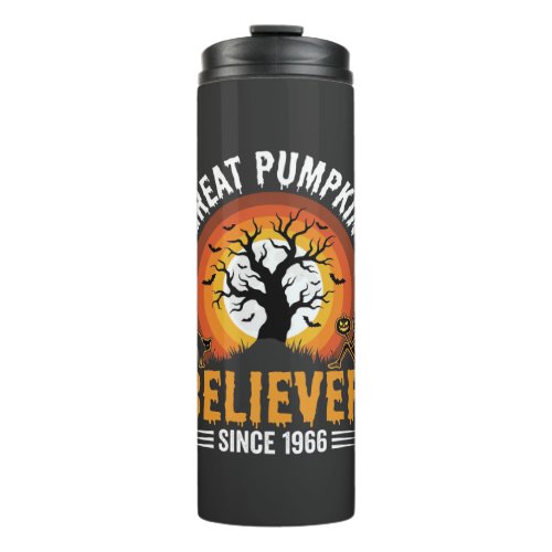 Halloween Great Pumpkin Believer Retro Skeleton Thermal Tumbler