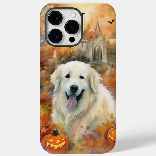 Halloween Great Pyrenees With Pumpkins Scary Case-Mate iPhone Case (Back)