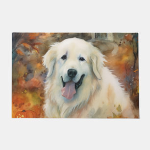 Halloween Great Pyrenees With Pumpkins Scary Doormat