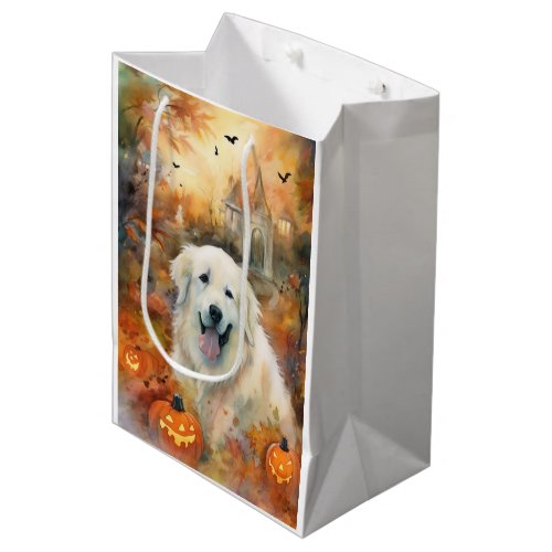 Halloween Great Pyrenees With Pumpkins Scary Medium Gift Bag