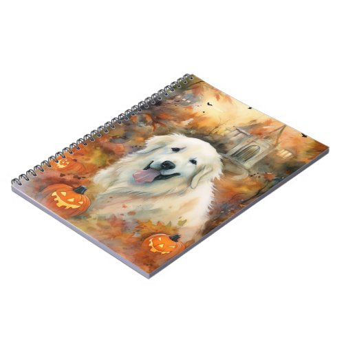 Halloween Great Pyrenees With Pumpkins Scary Notebook