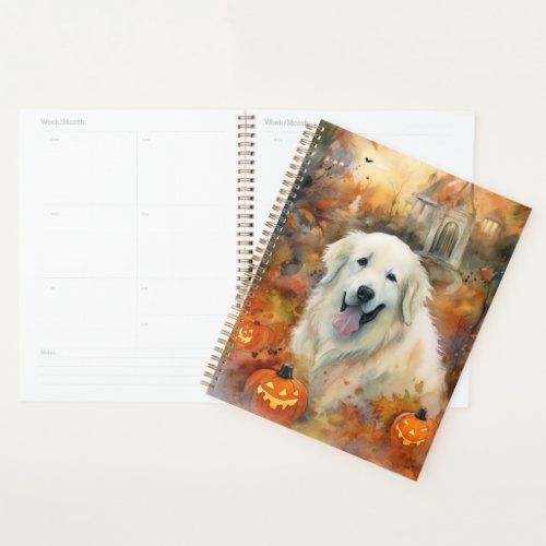 Halloween Great Pyrenees With Pumpkins Scary Planner