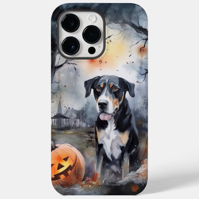 Halloween Greater Swiss With Pumpkins Scary Case-Mate iPhone Case (Back)