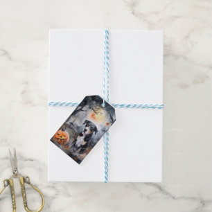 Halloween Greater Swiss With Pumpkins Scary Gift Tags