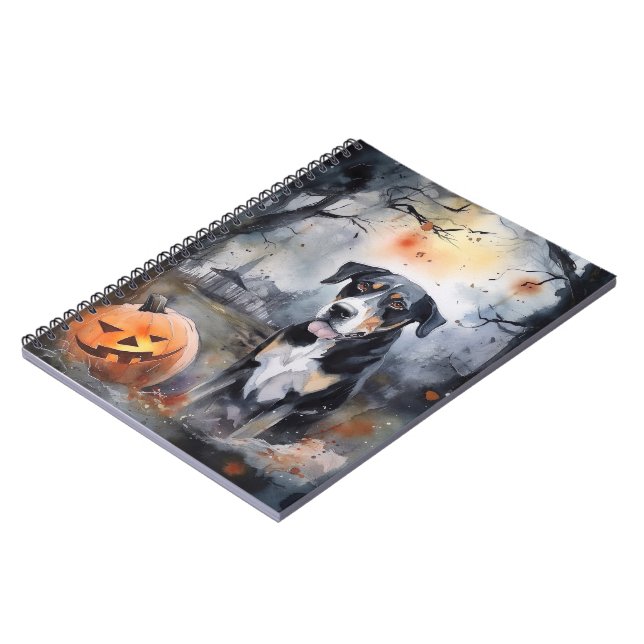 Halloween Greater Swiss With Pumpkins Scary Notebook (Left Side)