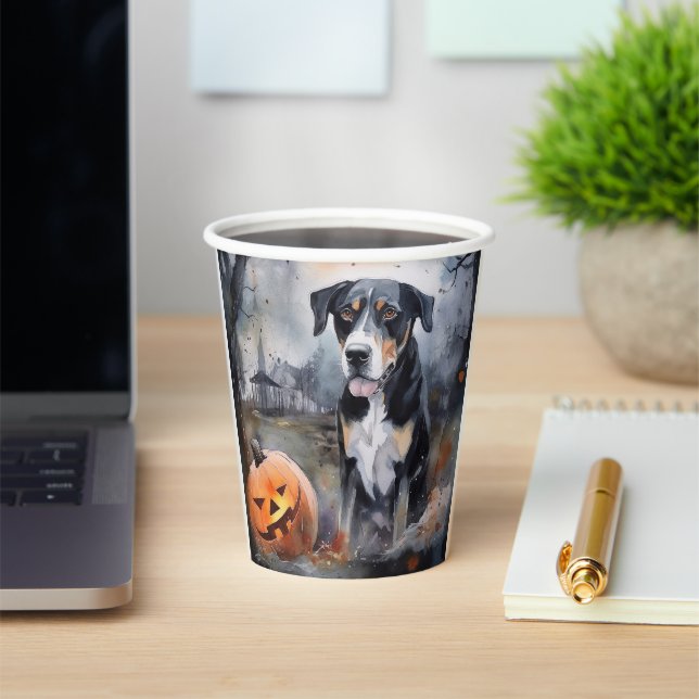 Halloween Greater Swiss With Pumpkins Scary Paper Cups (Insitu)