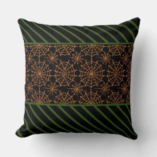 Halloween Green and Black Striped Pillow
