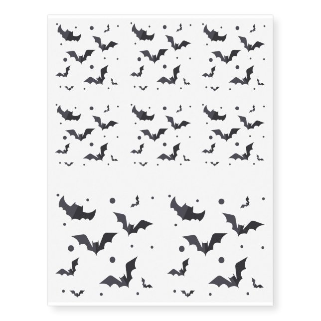 Halloween Green Bat Pattern Temporary Tattoos (Front)