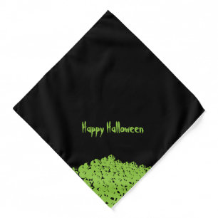 Halloween green black Skulls pile spooky dog Bandana