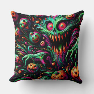 HALLOWEEN ~ Green Ghoul ~ Spooky pumpkins~ Throw Pillow