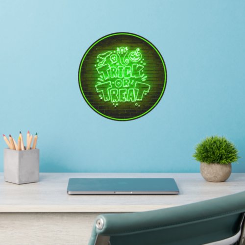 Halloween Green Neon Trick or Treat Sign  12 sq  Wall Decal