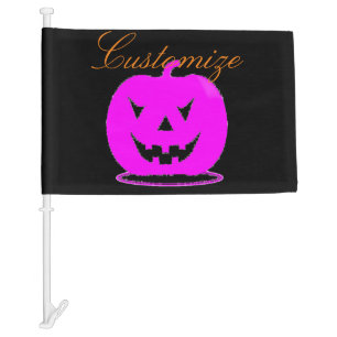 Halloween Green/Pink Jack o' lantern  Thunder_Cove Car Flag