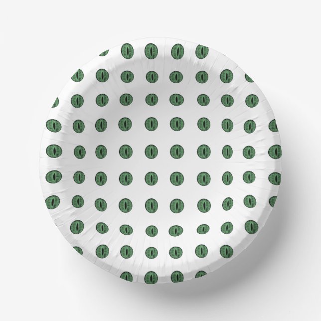 Halloween Green Polka Dot Eyes Paper Bowls (Front)