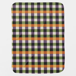Halloween green, purple & black gingham pattern baby blanket