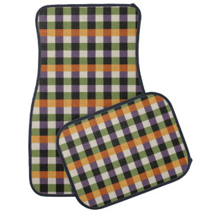 Halloween green, purple & black gingham pattern car floor mat