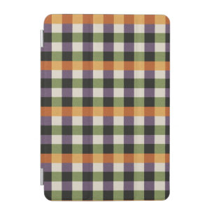 Halloween green, purple & black gingham pattern iPad mini cover