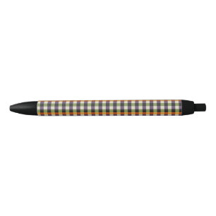 Halloween green, purple & black gingham pattern pen