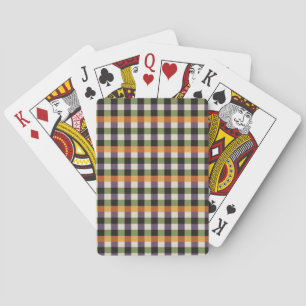 Halloween green, purple & black gingham pattern poker cards