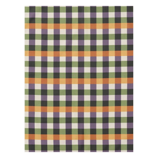 Halloween green, purple & black gingham pattern tablecloth (Front)